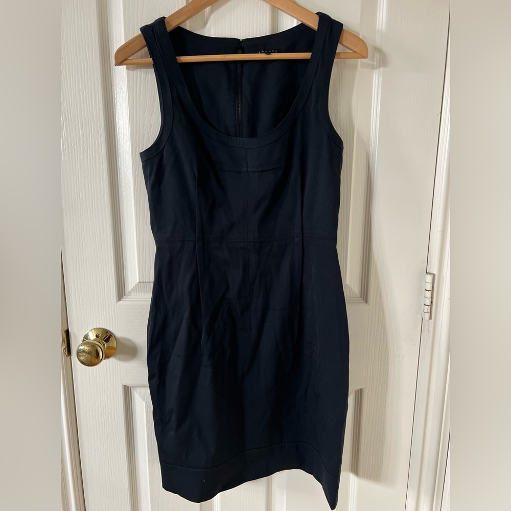 THEORY 🖤💙 navy Abia highland wool blend sleeveless sheath dress, size: 6